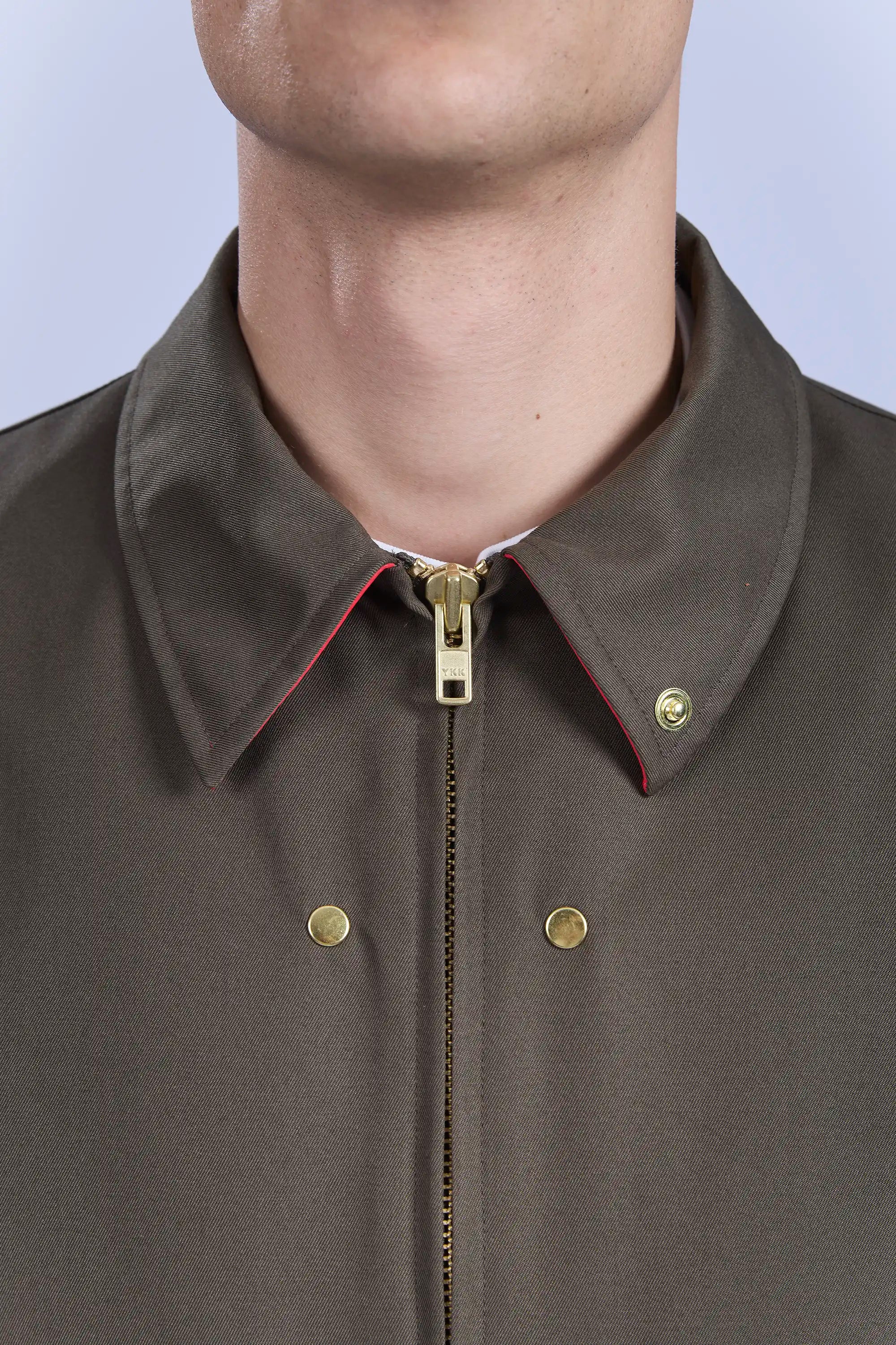 Detail view of YKK size 8 metal zipper