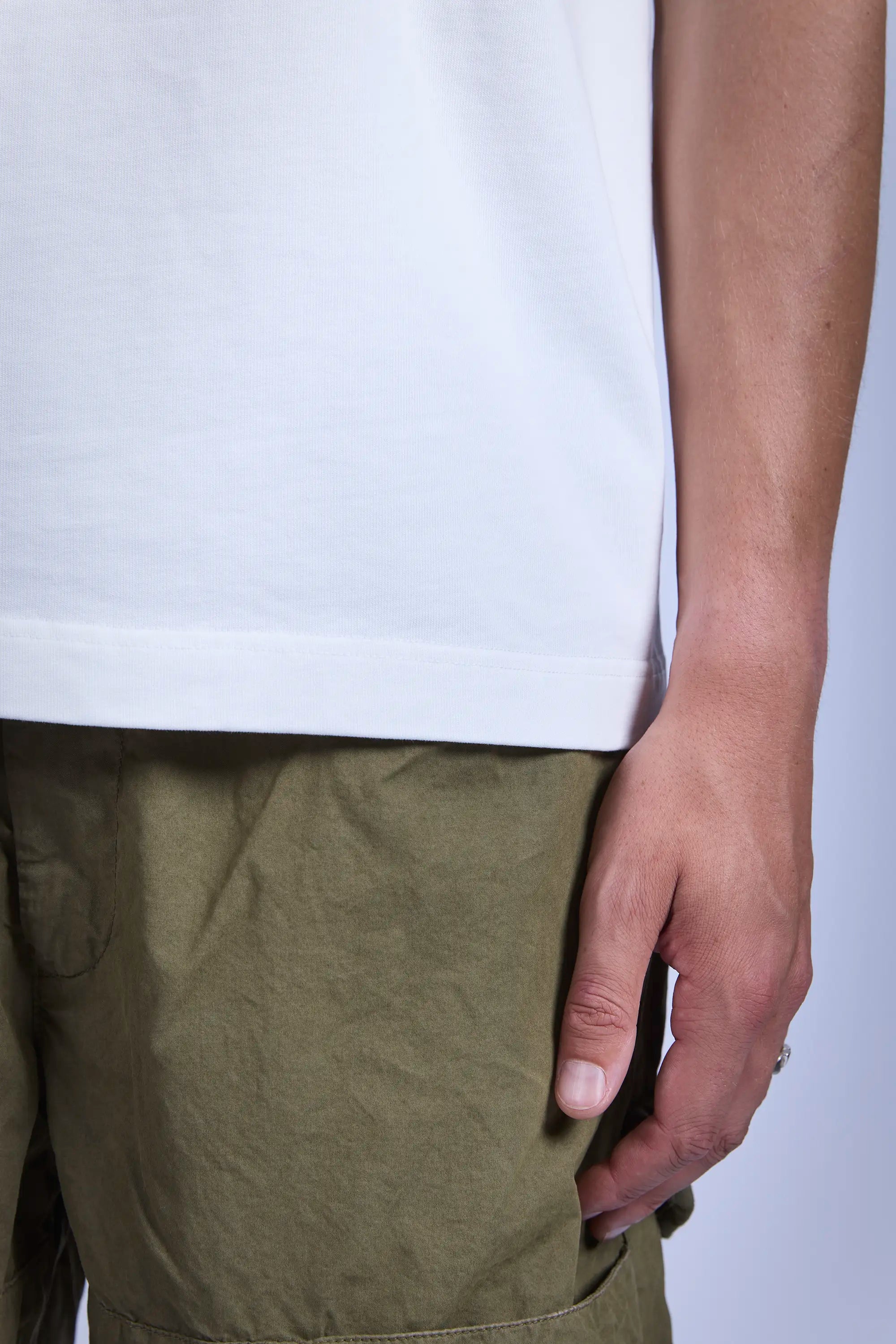 Detail view heavy double jersey knit cotton with improved drape